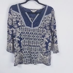 Lucky brand 3/4 sleeve blouse S geometric